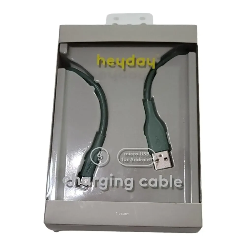 Heyday Micro USB Charging Green Cable 6ft Cord for Android